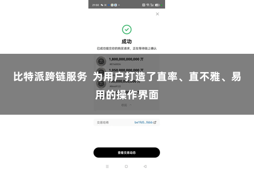 比特派跨链服务  为用户打造了直率、直不雅、易用的操作界面